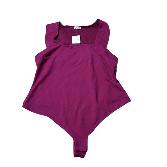 FREE PEOPLE Purple Square Neck One Piece Bodysuit Women's Size Large NWT FLAWED - Picture 1 of 10
